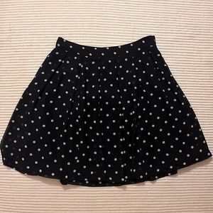 Navy polka dot h&m above the knee pleated skirt size 4